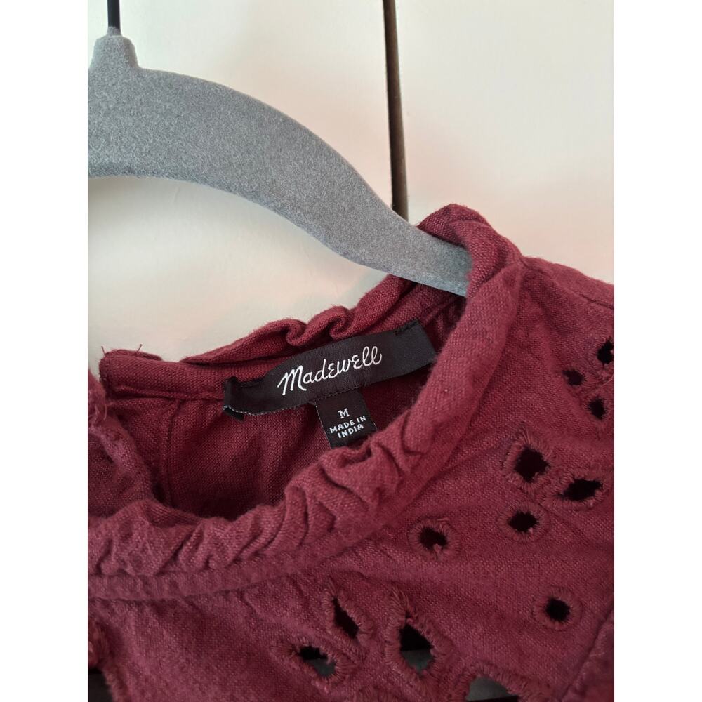 Madewell Burgundy Eyelet Detail Dress M - Picture 4 of 10